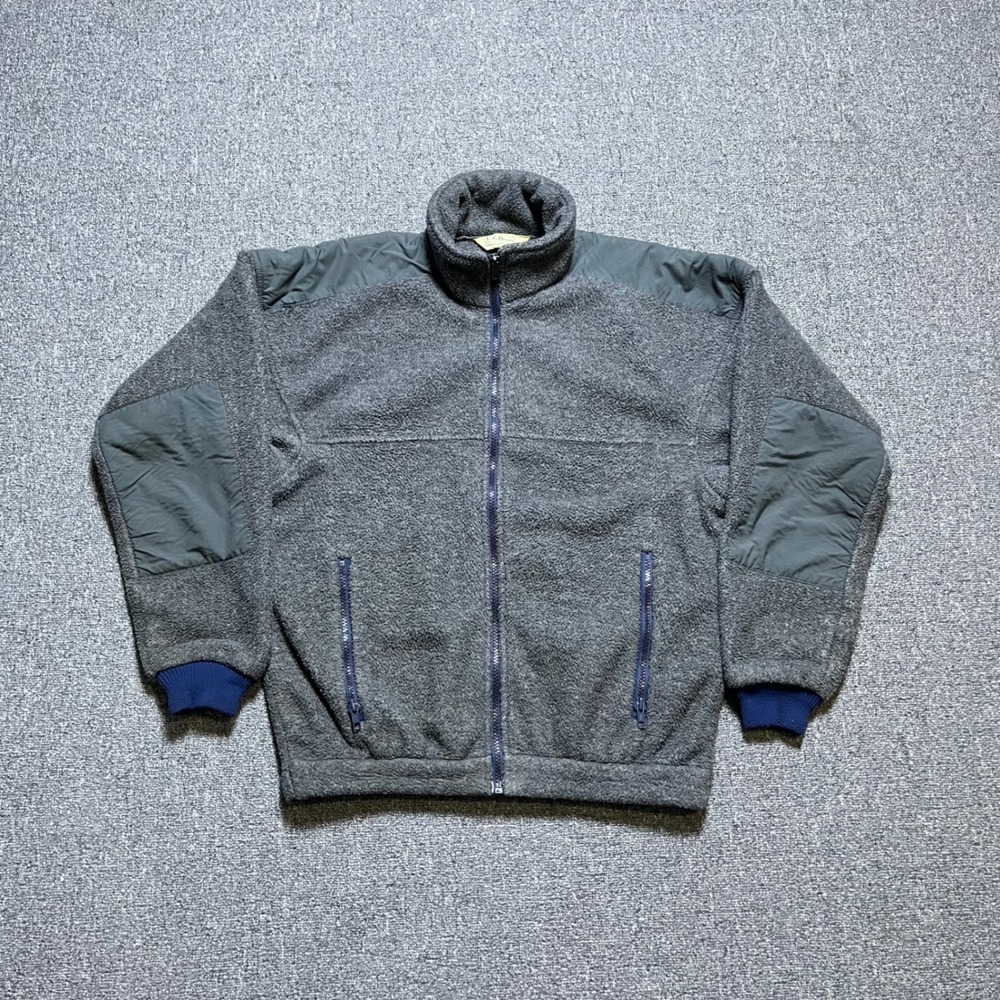 Vintage‎ LL Bean Fleece Jacket Size M Gray Full Zip Deep Pile USA 90s